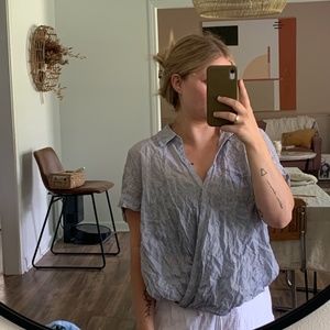 Universal Thread Blue White Stripped Wrap Blouse